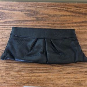 Lauren Merkin Black Leather Clutch NEW